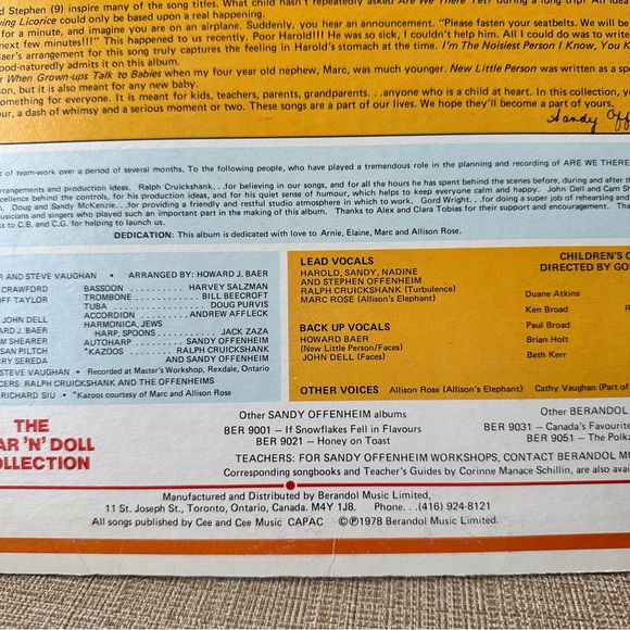 Are We There Yet Sandy Offenheim & Family 1978 LP Berandol Records -with lyrics - Picture 11 of 12